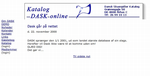 22 år med Dansk Skuespiller Katalog dask nyhed